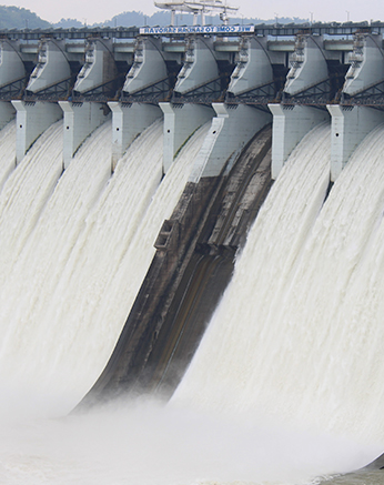 Dam creating energy with water