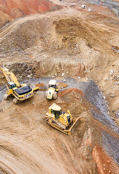Mining equipment in dirt