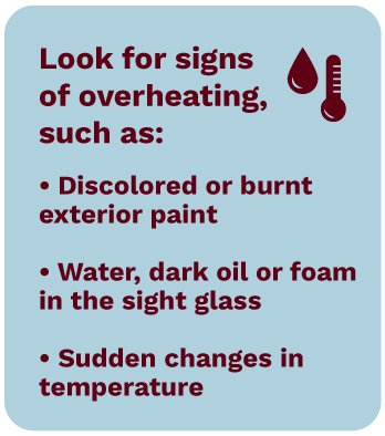 When inspecting your Falk gearbox, look for signs of overheating such as burnt paint, dark oil in the sight glass, and more