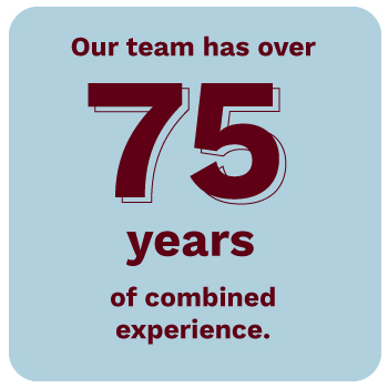 Our team has over 75 years of combined experience.