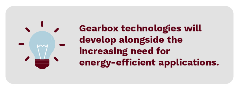 Gearbox technologies will develop alongside the increasing need for energy-efficient applications.