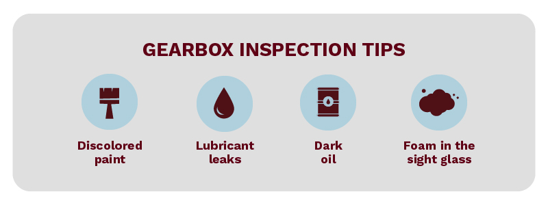 When it comes to inspecting your Falk gearbox, look for discolored paint, lubricant leaks, dark oil, and foam in the sight glass.