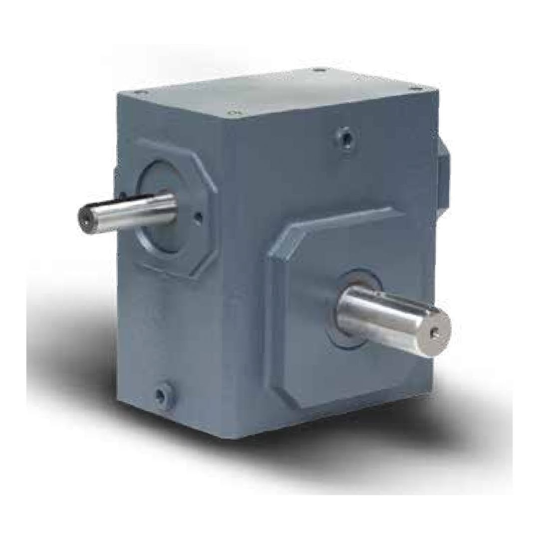 Right angle Falk gearbox with a compact, L-shaped design, featuring input and output shafts perpendicular to each other.