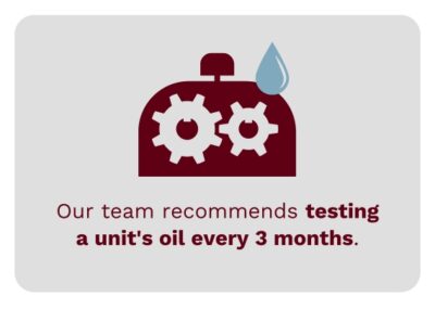 Our team recommends testing a unit's oil every three months.